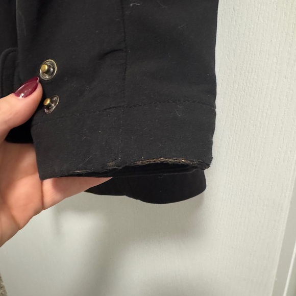 Athleta Heavy Black Trench Coat Size Medium - Picture 7 of 7